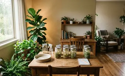 Sprouts in a glass jar